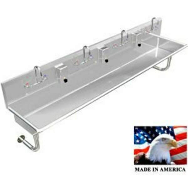 Best Sheet Metal. BSM Inc. Stainless Steel Sink, 4 User w/Manual Faucets, Round Tube Mounted 80" L X 20" W X 8" D 043M80208R